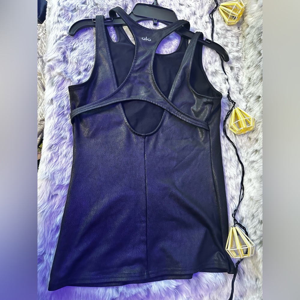 83.  Alo Yoga black faux leather tank top xs